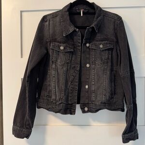 Free People Classic Black Denim Jacket